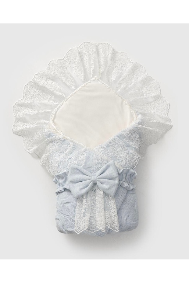 Knitwear Lace Inside Wool Bow Swaddle Blanket 100% Cotton Newborn