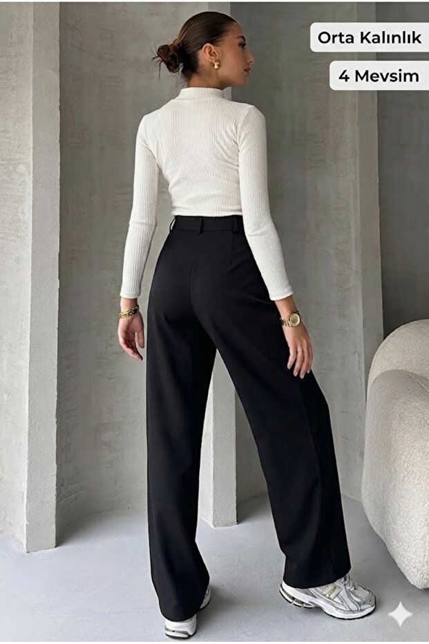 Siyah Oversize Palazzo Pantolon - 2