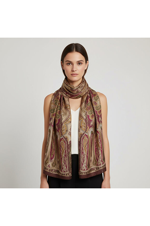 Desenli İpek Şal - 2