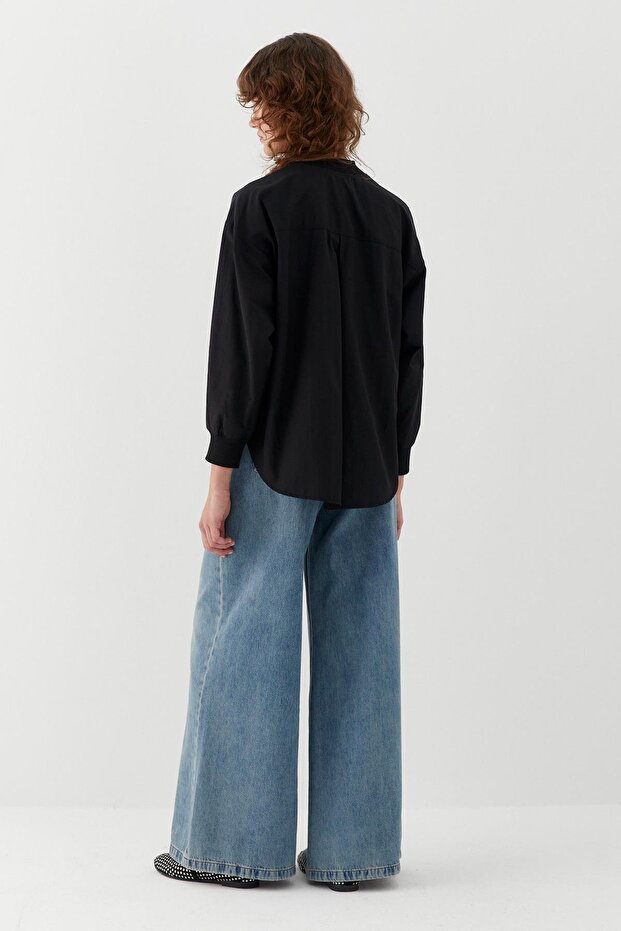Cep Detaylı Basic Gömlek Siyah - 6