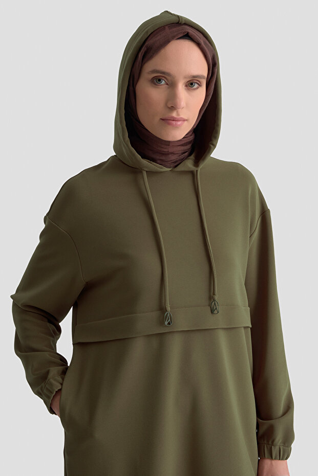 Kapüşonlu, Kolu Lastikli Basic Tunik-Likra lı - 3