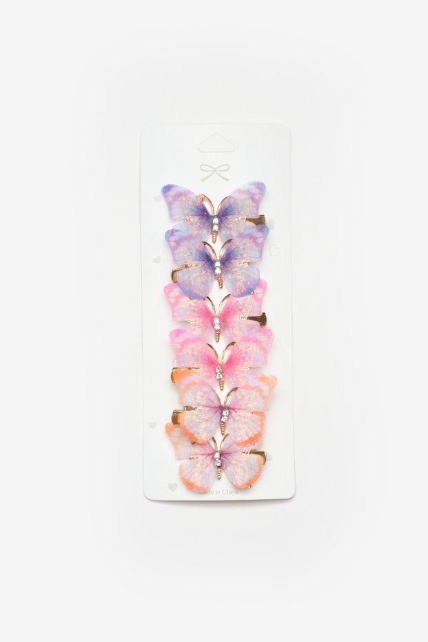 6-Piece Girl's Buckle Set with Multi-Colored Butterfly Figures