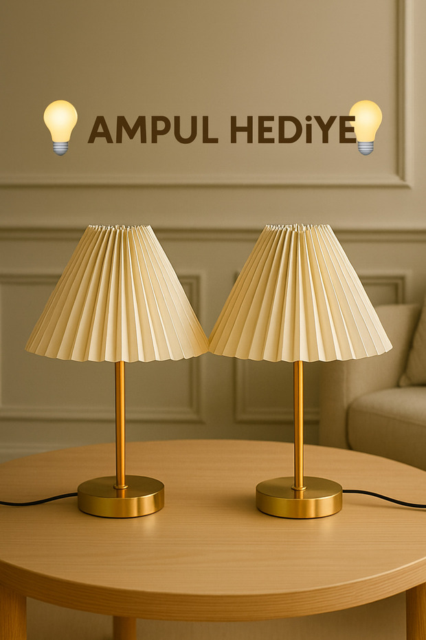 2’li Maison Pileli Gold Abajur - 1