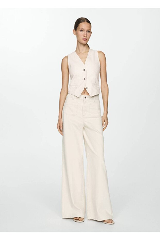 Düğmeli denim yelek - 2