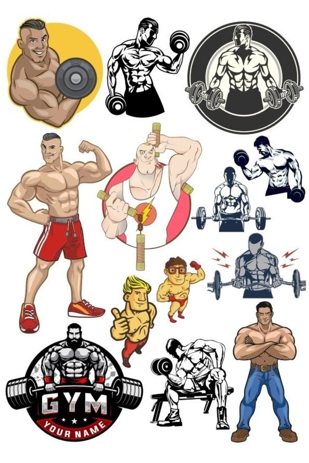 GYM fitness Sticker Set 15 Pieces Phone, Tablet, Notebook, Laptop Sticker