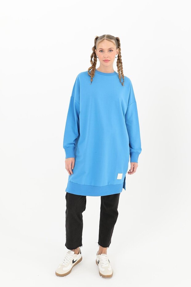 İki İp Kumaş Basic Tunik Sweatshirt - 2