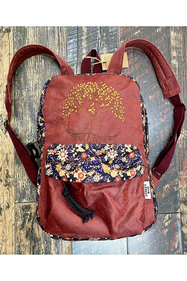 Tree of Life Embroidered Ethnic Authentic Patterned Backpack Daily Travel Use Waterproof Bag
