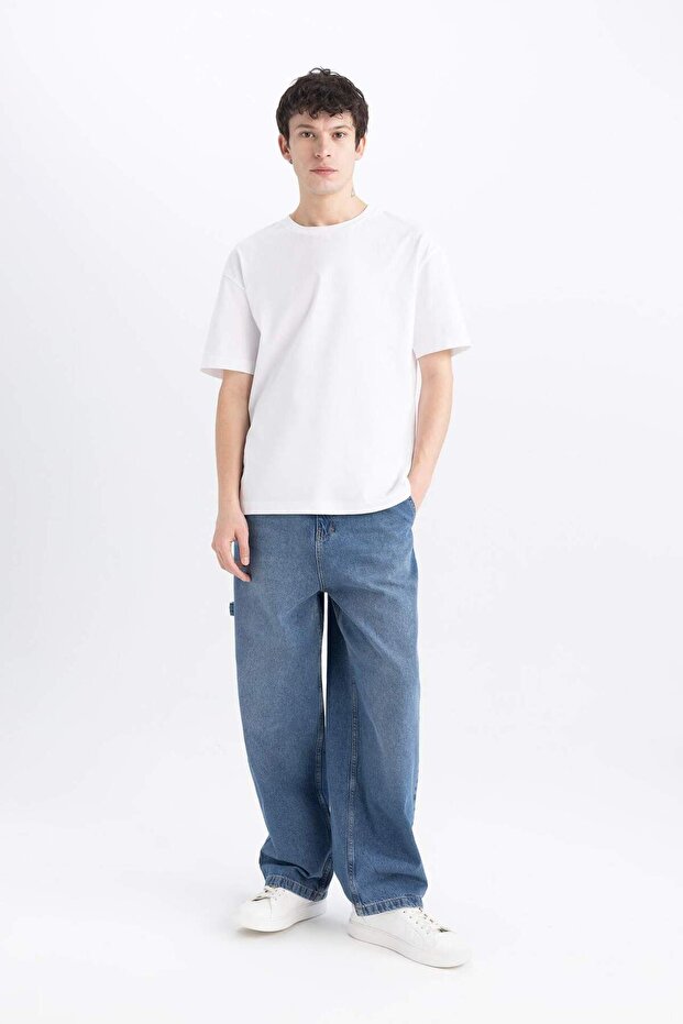 Wide Leg Pocket Washed Jean Trousers E6336Ax25Sp