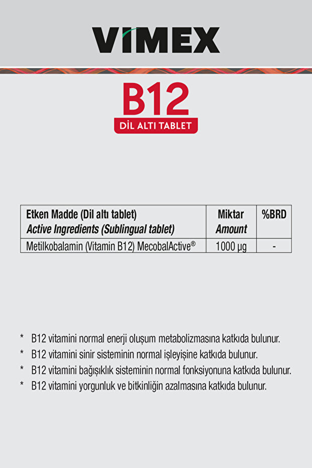 B12 DİL ALTI 60 TABLET - 2