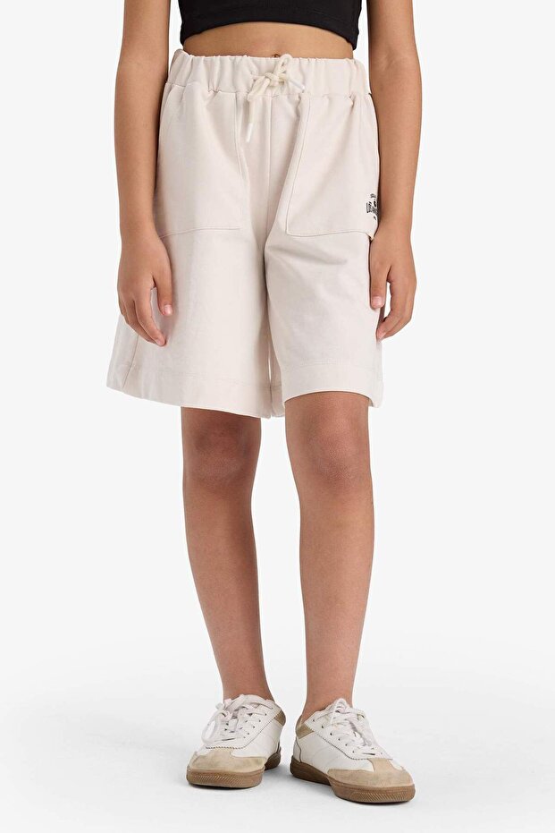 Kız Çocuk Beli Lastikli Basic Düz Şort B0847A825HS - 4