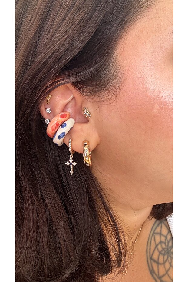 أقراط أذن من السيراميك مصنوعة يدويًا - 3