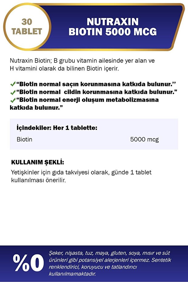 Biotin 30 Adet Tablet 5000 Mcg - 2