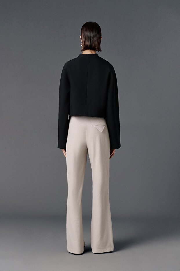 Diagonal crop blazer ceket - 5