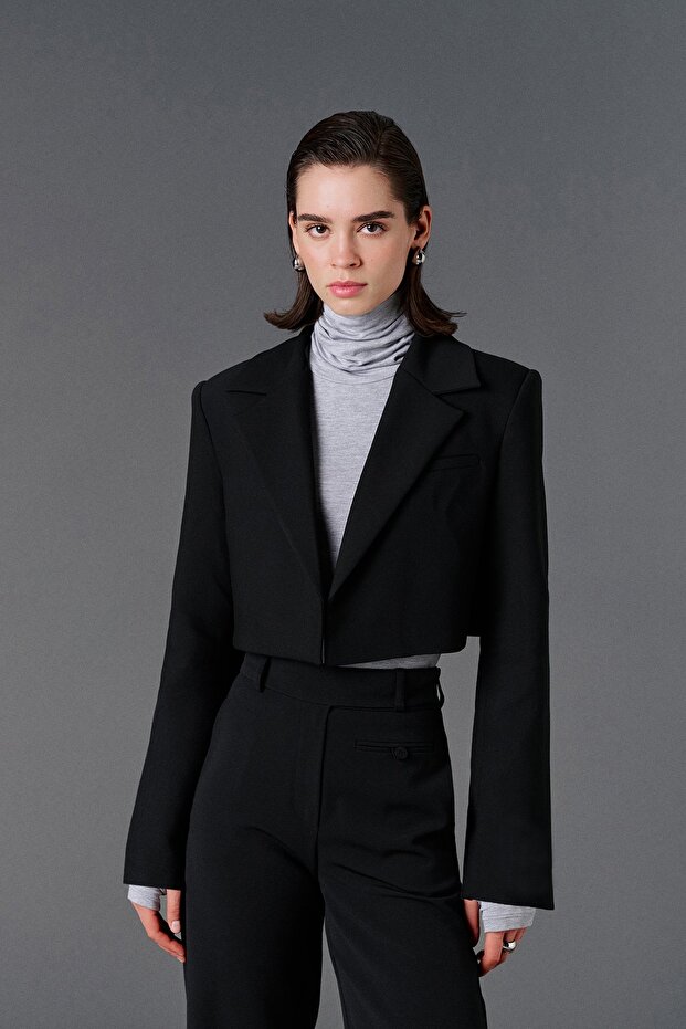 crop blazer ceket - 1