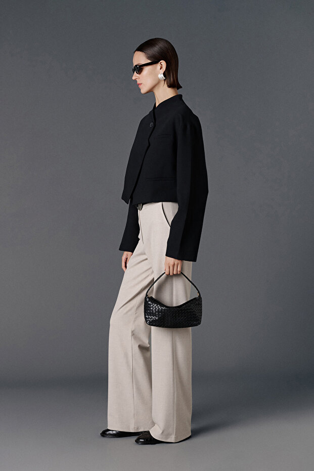 Diagonal crop blazer ceket - 4