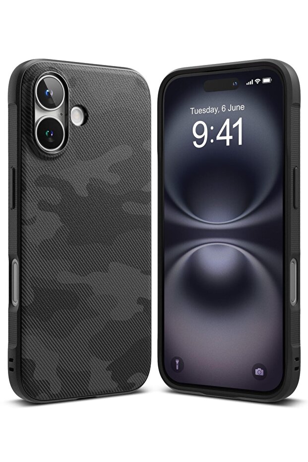 iPhone 16 Case Cover | Onyx Design Series | Camo Black