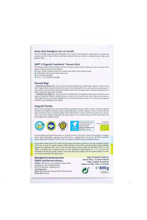 NO:3 COMBİOTİC DEVAM BEBEK SÜTÜ 800 GR 4 ADET - 5