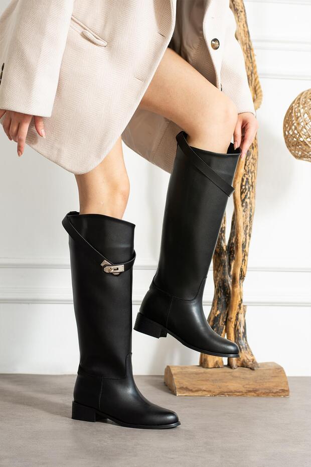 Dámské černé boty Vionne s černou přezkou - 4