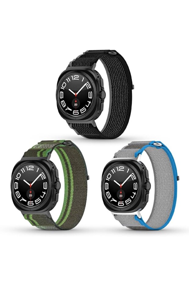 (Pack of 3) Nylon Band for Samsung Galaxy Watch 7Ultra 47mm Band- Multi Color
