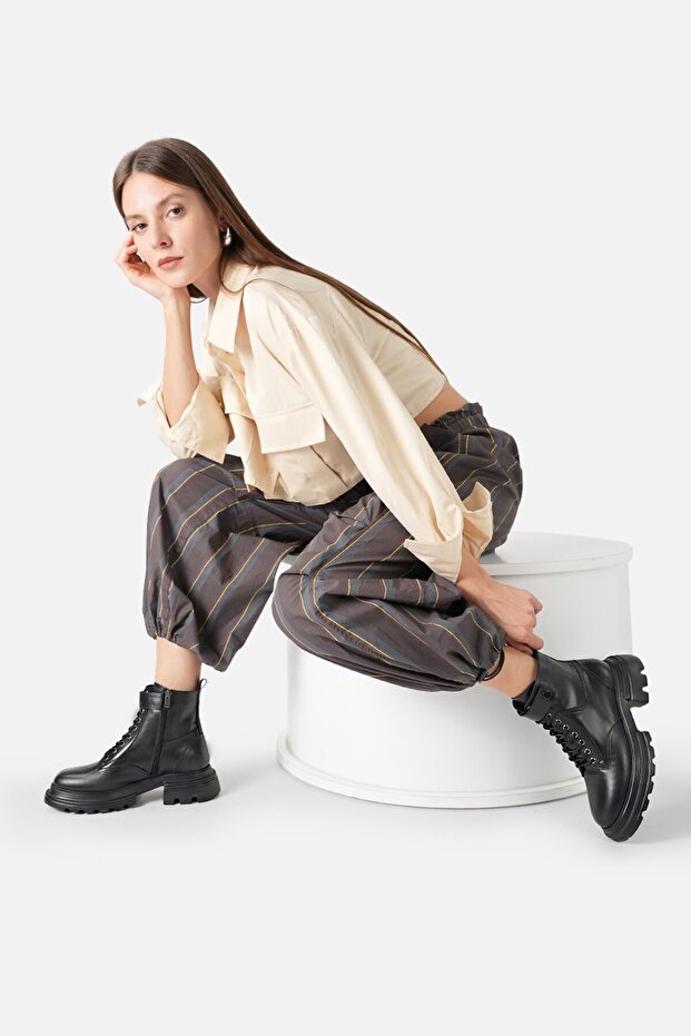 Bronk Kadın Siyah Gerçek Deri Postal Bot - 1