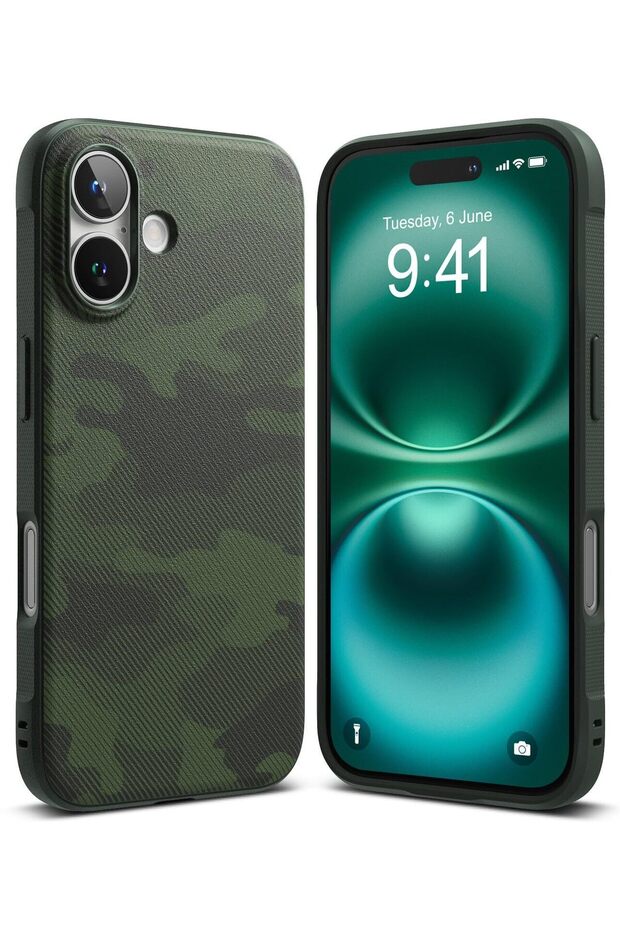 iPhone 16 Plus Case Cover | Onyx Design Series | Camo Green