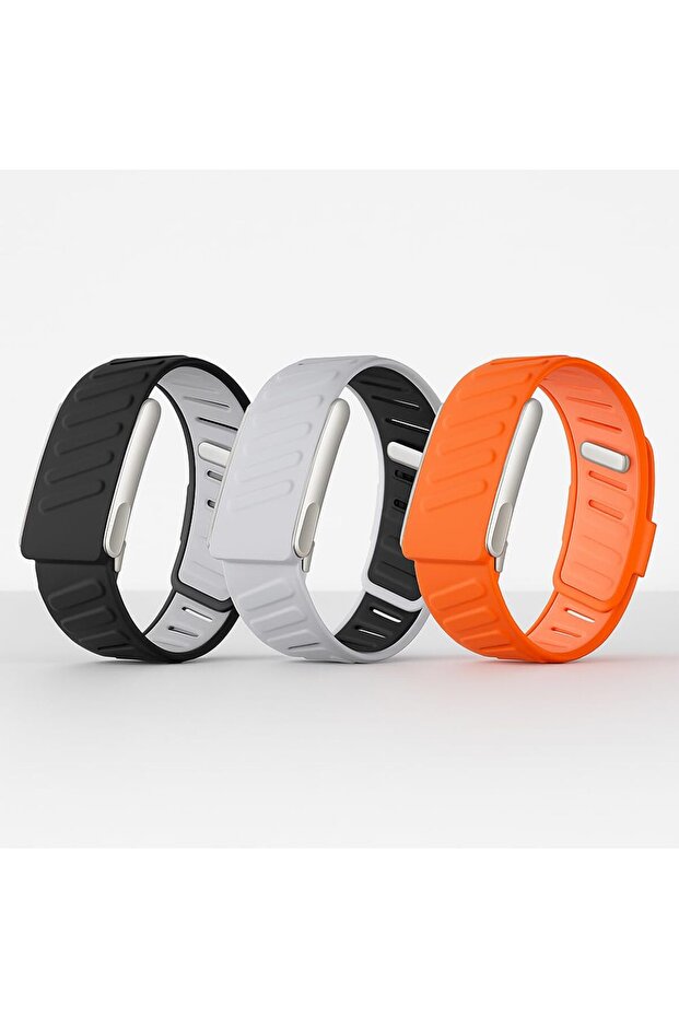3-Pack Silicone Relacement Bands for WHOOP 5.0 / MG – Black/Grey/Orange (Tracker not included)