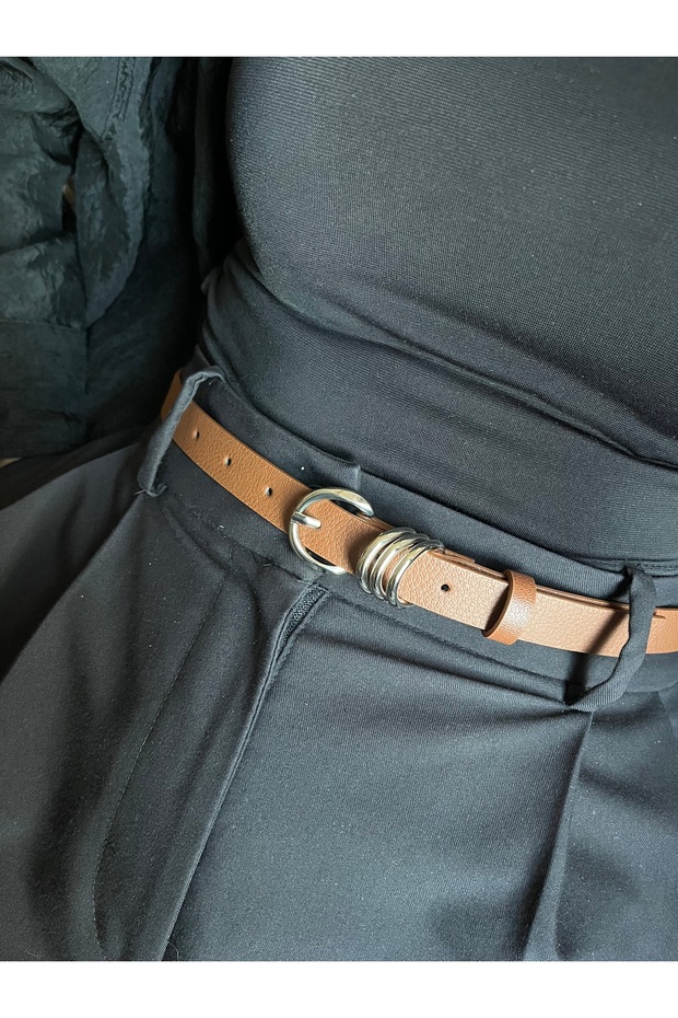 Merge Multi-Ring Pattern Women's Silver Buckle Belt Coat Belt Dress Belt Trouser Belt