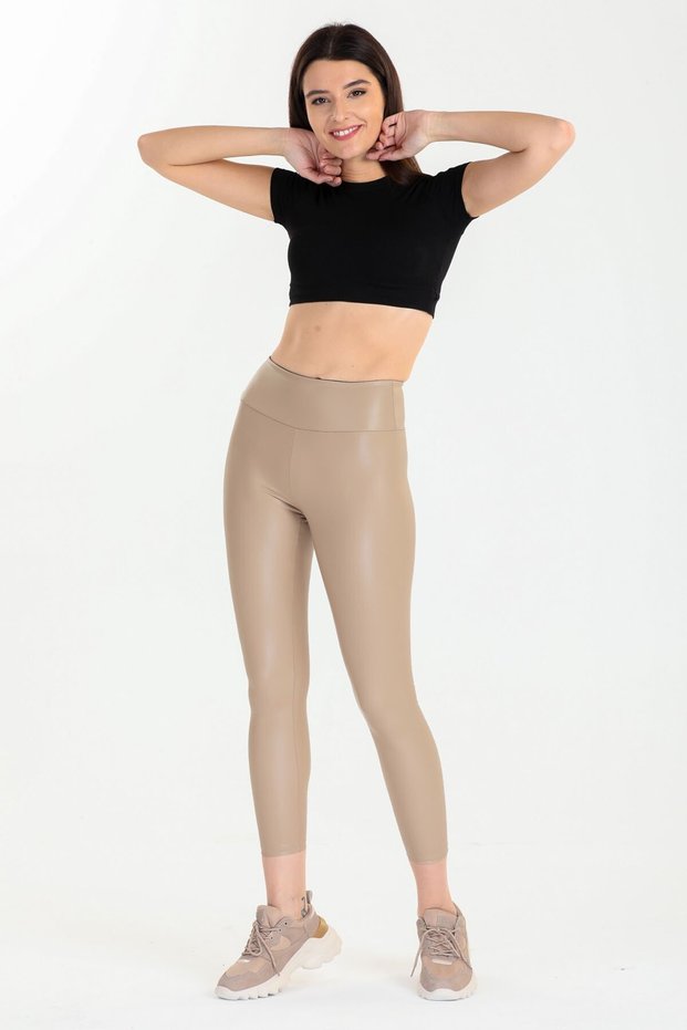 Slim Fit Winter Raised Leather Leggings Plain Belt Buy One Size Larger