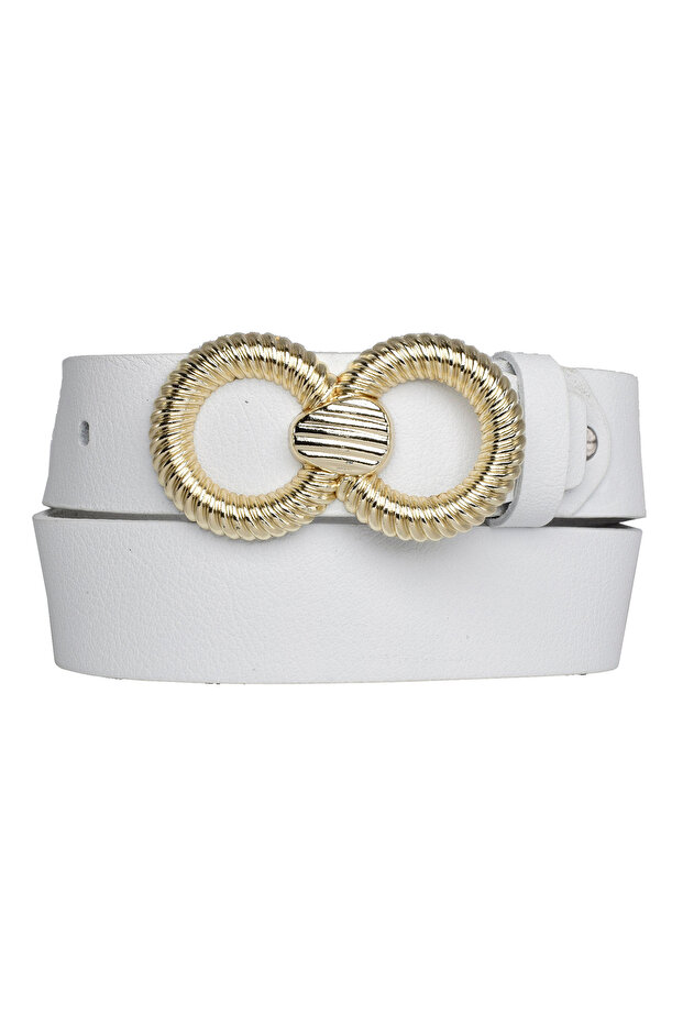 100% Genuine Leather, Gold Buckle 4 Cm White Women's Belt; Jeans, Sports Belt=an-byn-78.gold. endless.new