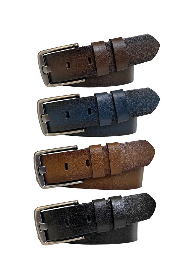 100% Genuine Leather, Legendary Smoked Wide Tongue; Set of 4 Belt 4 Cm=4cm-smoked-wide-tongue-set