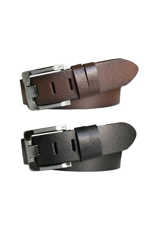100% Genuine Quality Leather 2-Piece Set 4.5 Cm Wide Tongue Jeans, Sports Belt; Black, Brown = 2pcs-g-s.kah