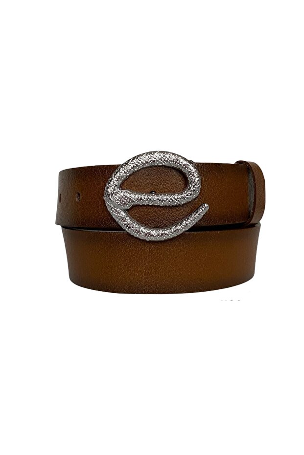 100% Genuine Leather, Silver Snake Buckle Tosado Women's Jeans, Sports Belt 4 Cm=an-byn-48