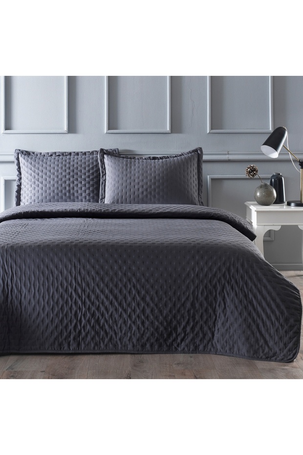 Gardenia Tek Kişilik Yatak Örtüsü Seti Antrasit - 1