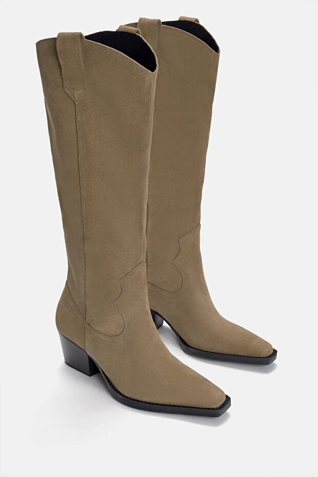 Yüksek deri kovboy çizmesi - 5