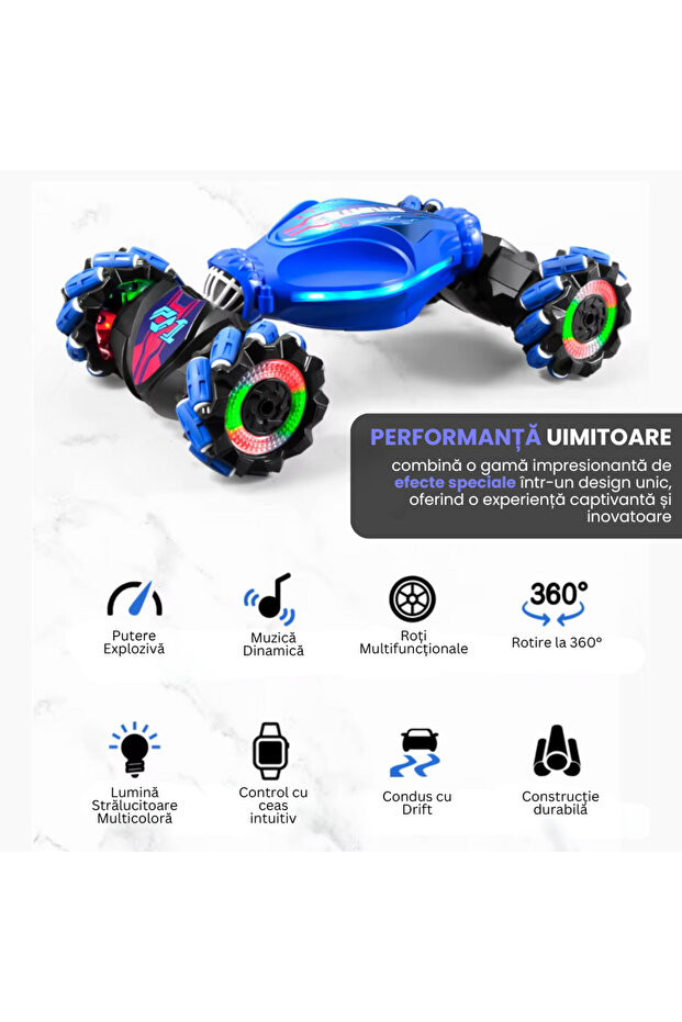 Dazzing Twisted RC Stunt Car with Gesture Sensor, 4WD, LED Lights, 2.4GHz Remote Control - 6