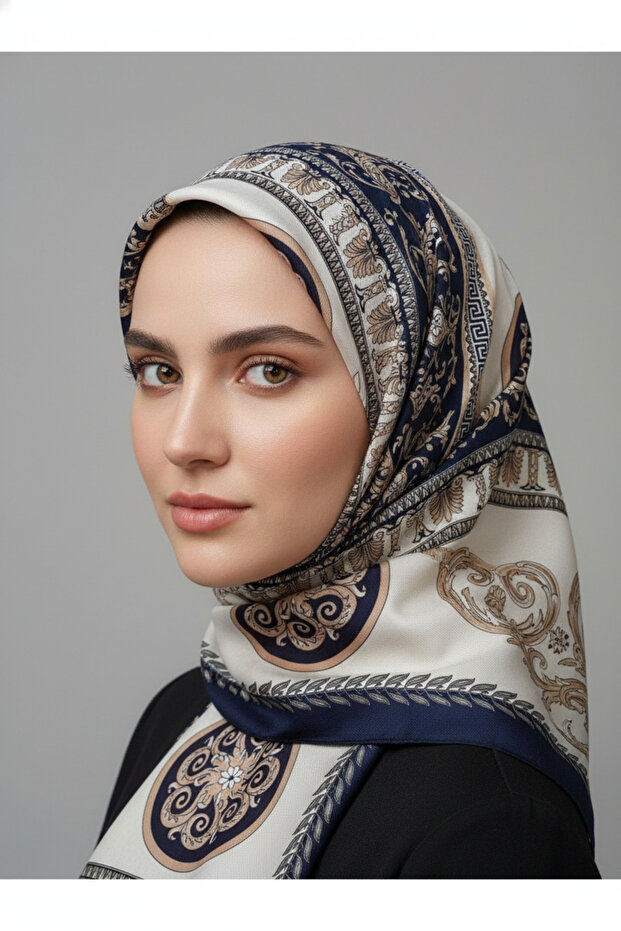 شال منقوش على شكل دائرة من القطن الناعم - 4