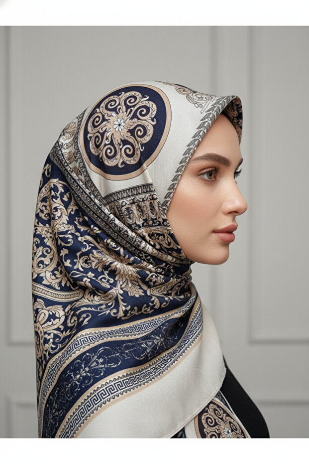 شال منقوش على شكل دائرة من القطن الناعم - 2