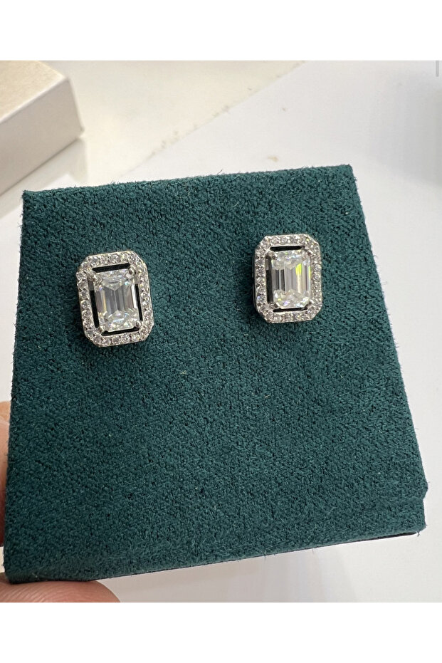 Emerald Cut Eternity Stud Earrings - 5