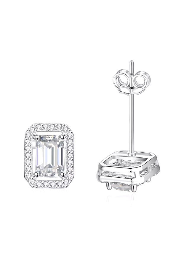 Emerald Cut Eternity Stud Earrings - 2