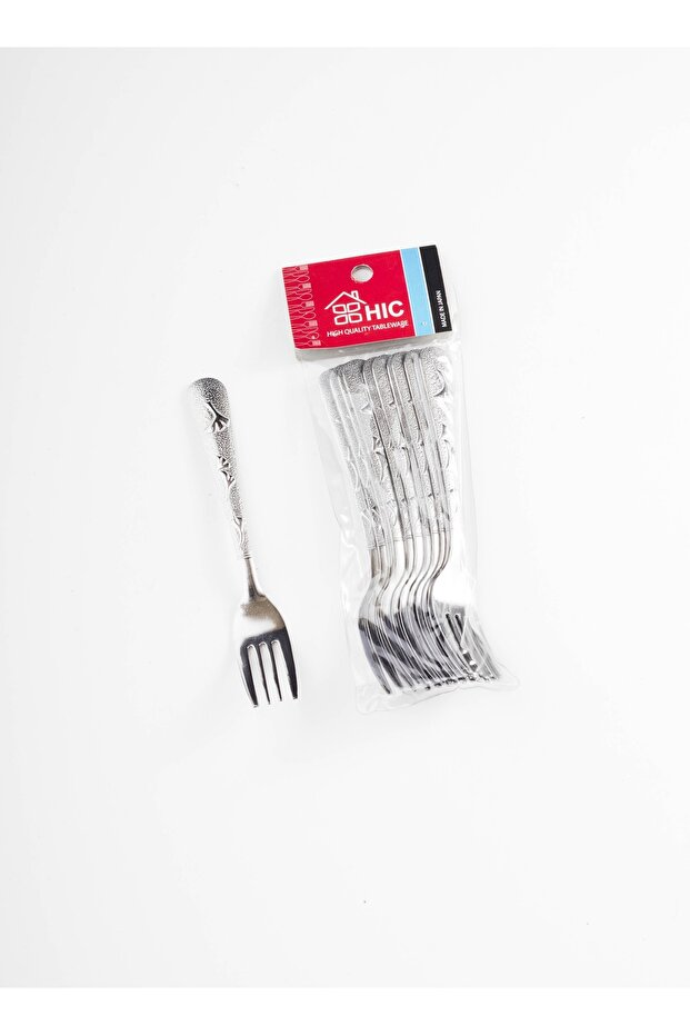 12-piece stainless steel dessert fork set, silver