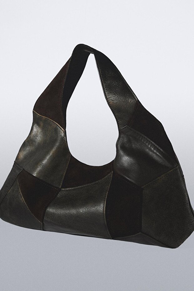 Orta boy patchwork deri çanta - 2