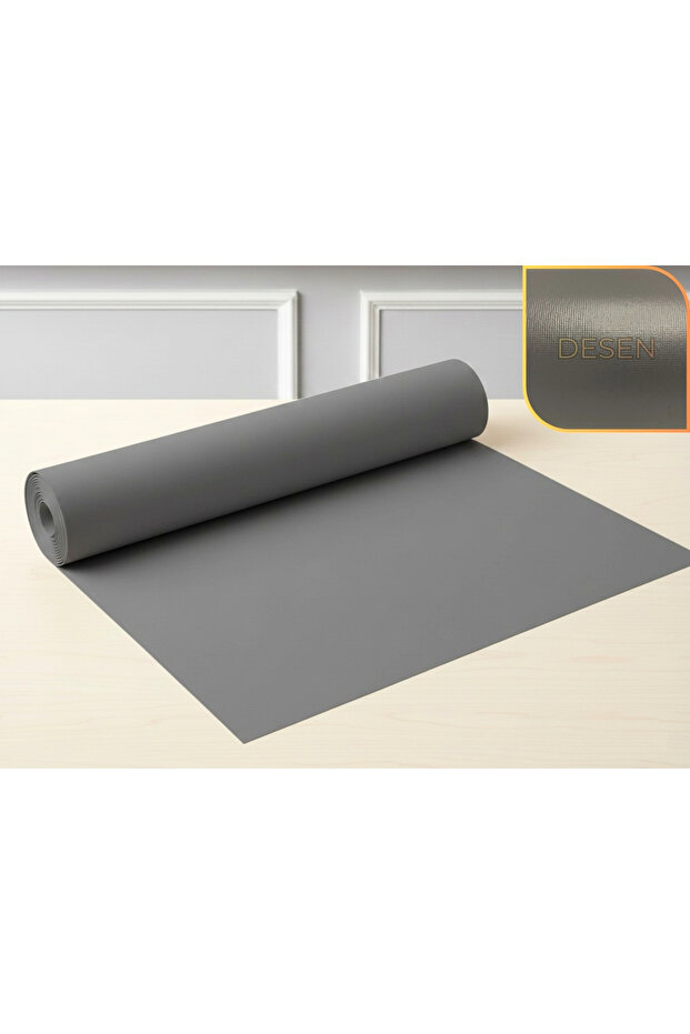 48 cm X 1 m - Anthracite - Fabric Patterned - Leather-Look Anti-Slip Drawer Mat, Drawer Carpet