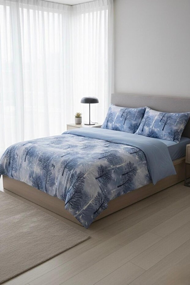 Life 200*220 Double Duvet Cover (1 Piece) Only Duvet Cover Blue Tree