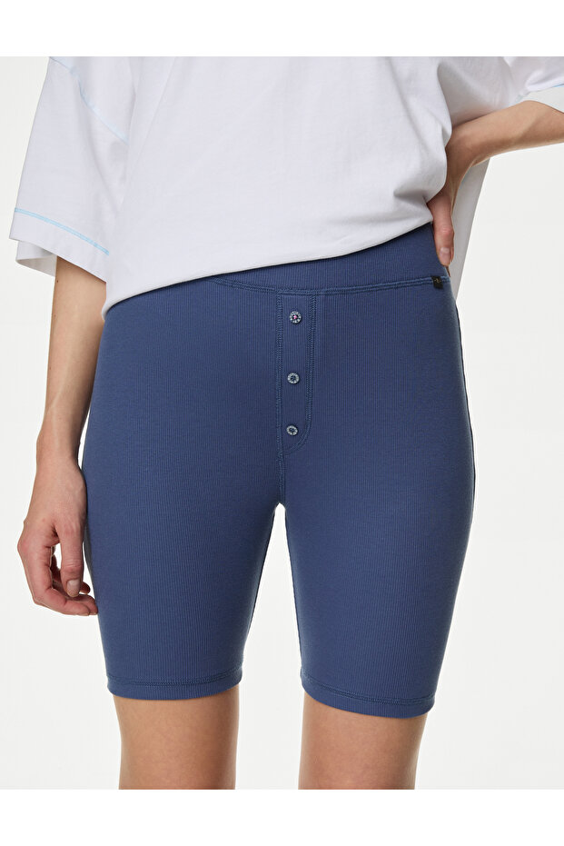 Regular Fit Fitilli Biker Şort - 2