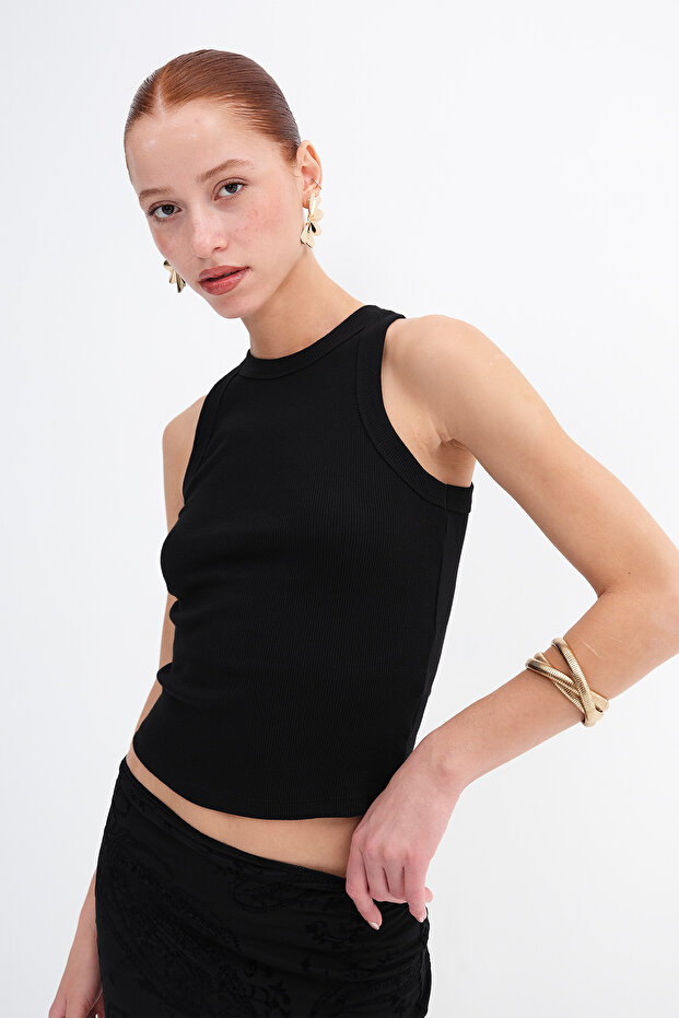 Halter Collar Ribbed Undershirt A13294-L7 - 1