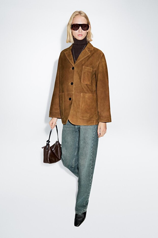 Cepli süet deri blazer - 2