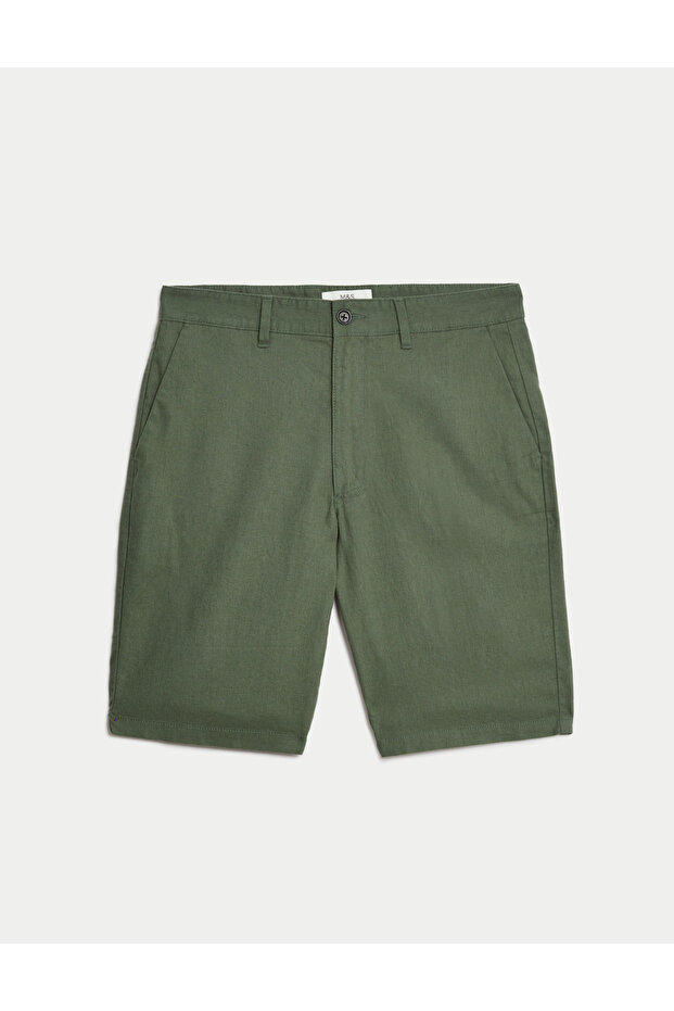 Regular Fit Keten Şort - 5