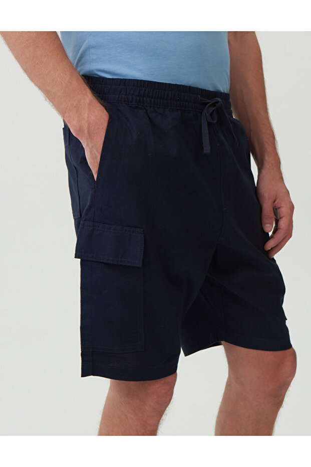 Regular Fit Utility Keten Şort - 2