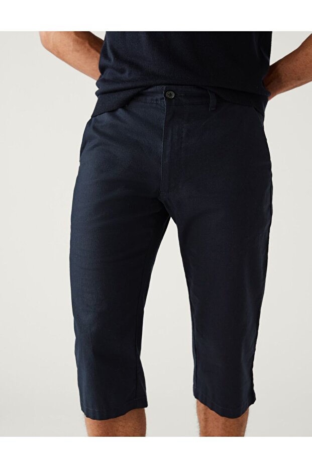 Regular Fit Keten Şort - 5