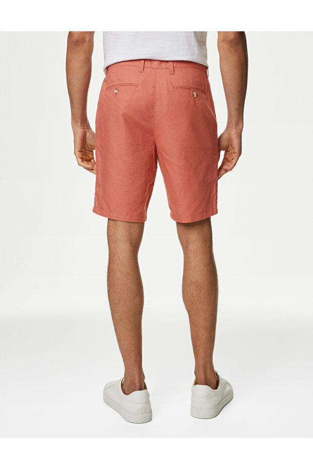 Regular Fit Keten Chino Şort - 4